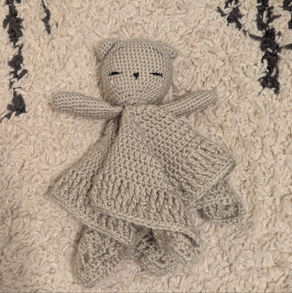 Handmade Gray Crochet Bear Lovey